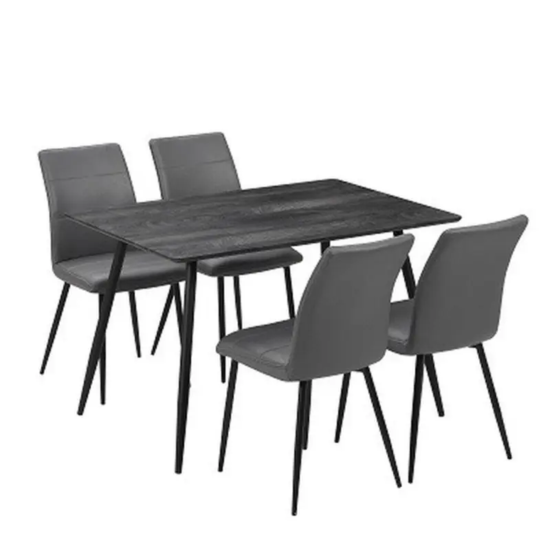 Essgruppe Morgan 5-teilig Metall/ Textil Grau/schwarz