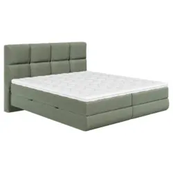 Polsterbett mit Bettkasten 200x200 cm London Olivgrün
