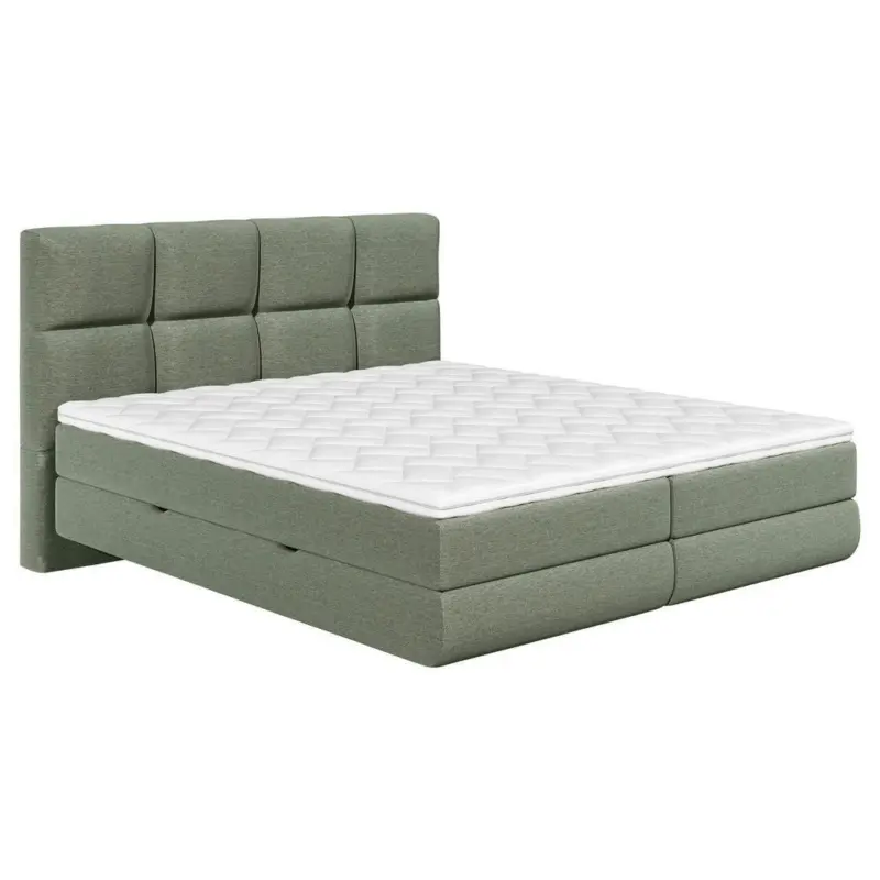 Polsterbett mit Bettkasten 200x200 cm London Olivgrün