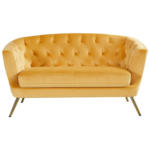 Möbelix 2-Sitzer-Sofa Lita Gelb Samt Chesterfield-Design