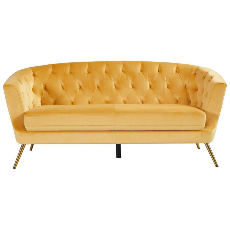 3-Sitzer-Sofa Lita Gelb Samt Chesterfield-Design