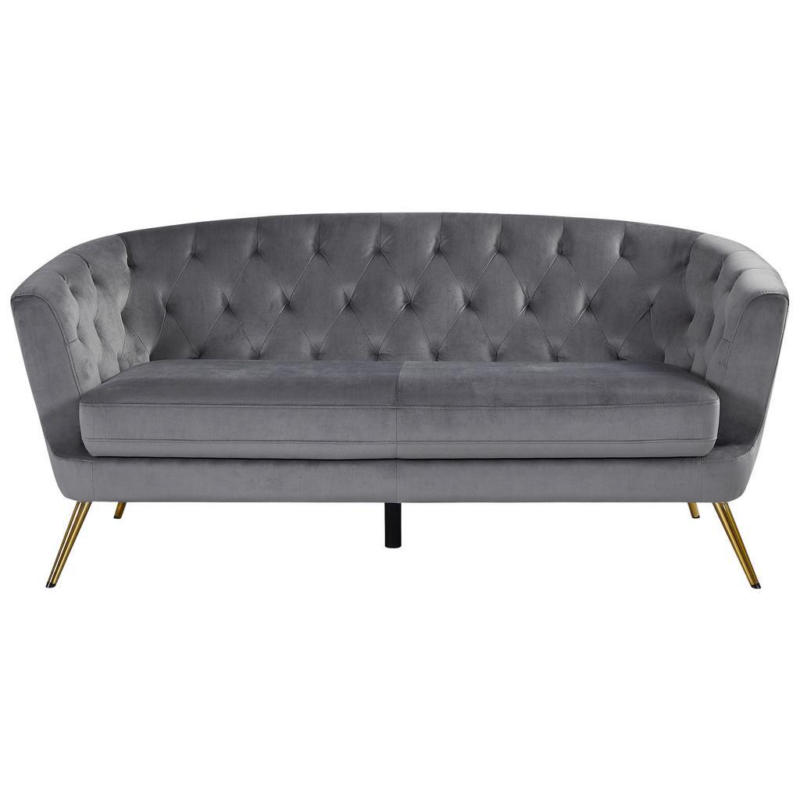 3-sitzer-sofa Lita Grau Samt Chesterfield-Design