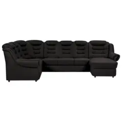 Wohnlandschaft Boston Schwarz Lederlook