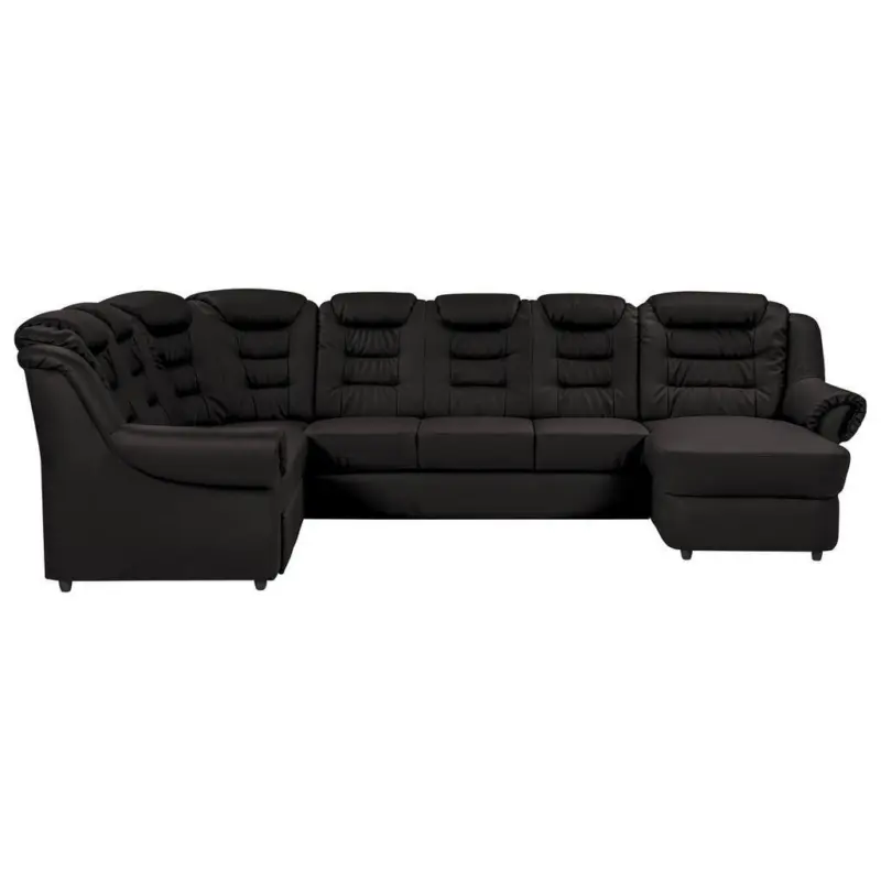 Wohnlandschaft Boston Schwarz Lederlook