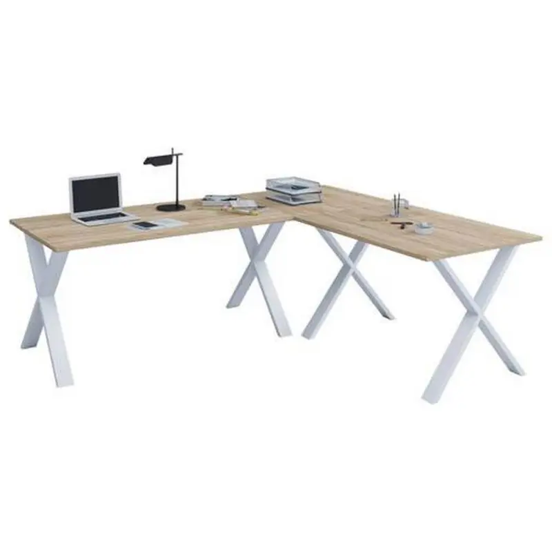 Eckschreibtisch Lona 220x220cm Weiß/Eiche