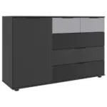 Möbelix Kommode 130cm Monaco, Graphitfarben/schwarz