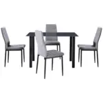 Möbelix Essgruppe Wels 5-Tlg. Metall/Textil/Glas Grau