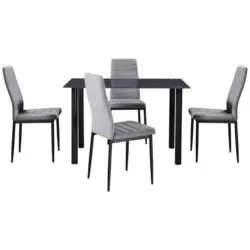 Essgruppe Wels 5-Tlg. Metall/Textil/Glas Grau