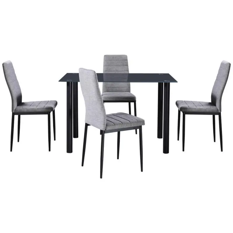 Essgruppe Wels 5-Tlg. Metall/Textil/Glas Grau