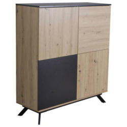 Highboard B: 110 Cm Schwarz/holz Dekor