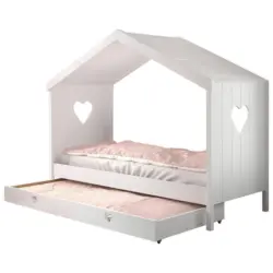 Hausbett Amori 90x200 cm Kiefer Weiß mit Schublade