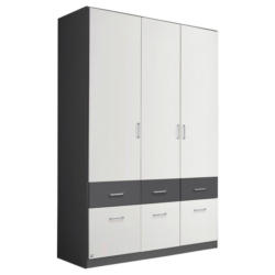 Drehtürenschrank 136 cm Aalen Extra Grau/Weiß