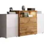 Möbelix Sideboard Mit Led 150cm Urban Iii ,weiß/eiche