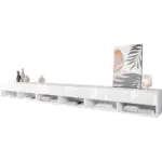 Möbelix TV-Lowboard B: 300 cm Weiß/Weiß Hochglanz