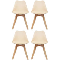 Stuhl-Set 4er Scandi Buche Dekor/Beige