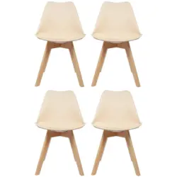 Stuhl-set 4er Scandi Buche Dekor/beige