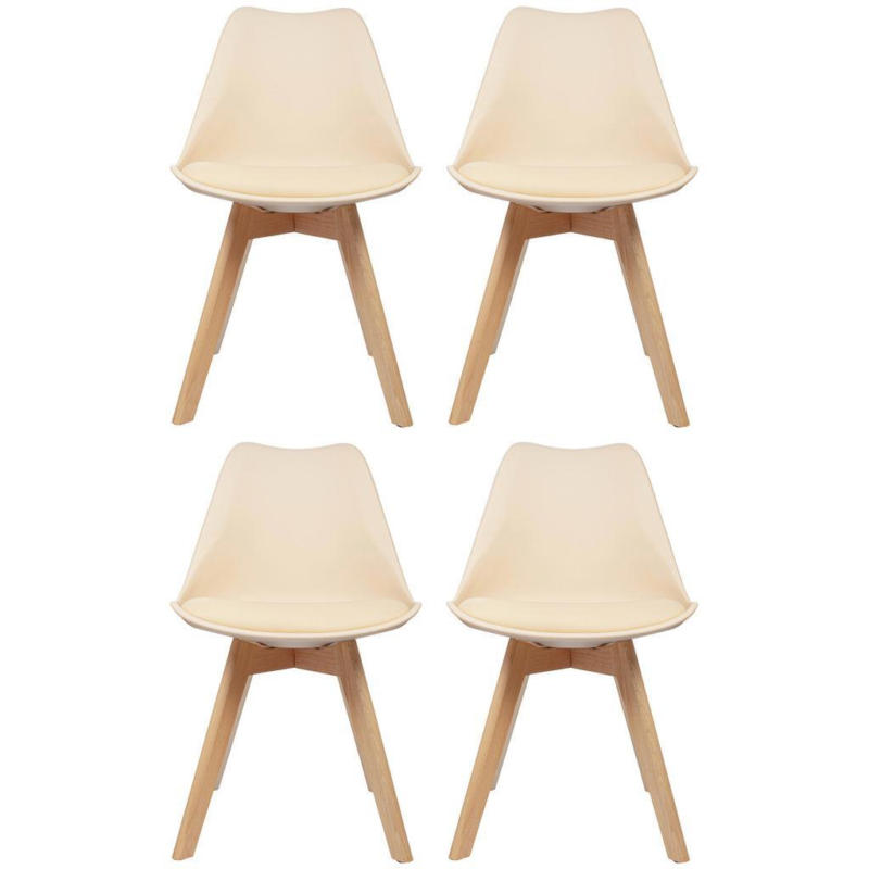 Stuhl-set 4er Scandi Buche Dekor/beige