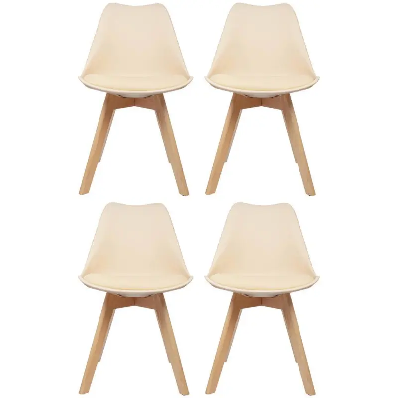 Stuhl-set 4er Scandi Buche Dekor/beige