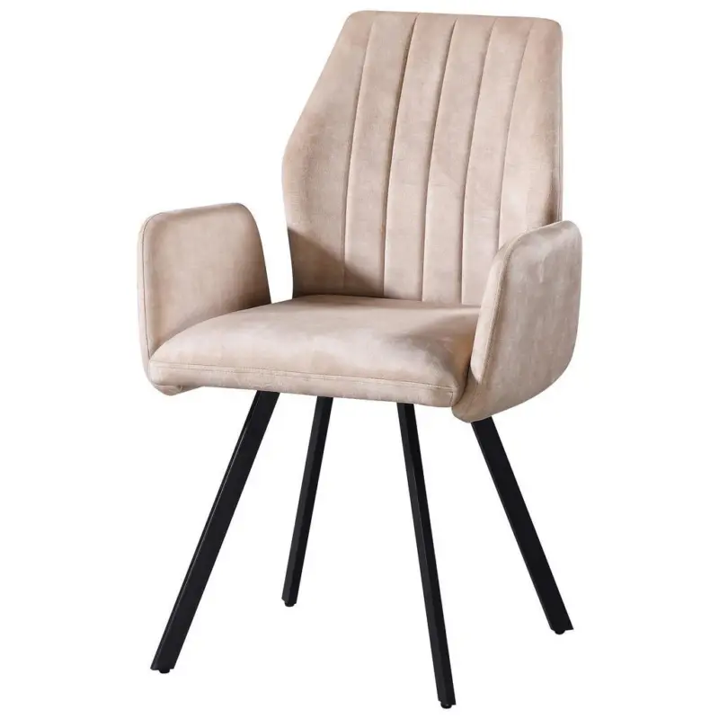 Armlehnenstuhl Johanna Creme/ Schwarz Gepolstert