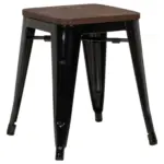 M&ouml;belix Hocker Vantaggio W Stahl/ Echtholz Schwarz/braun H: 46cm