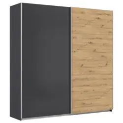 Schwebetürenschrank B: 225cm Feldkirch Grau/eiche Dekor