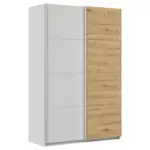 M&ouml;belix Schwebet&uuml;renschrank B: 136cm Feldkirch Seidengr/eiche Dekor