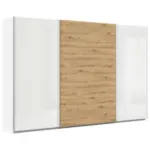 M&ouml;belix Schwebet&uuml;renschrank B: 315cm Feldkirch Wei&szlig;/eiche Dekor