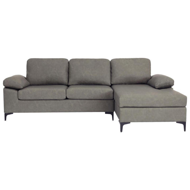 Ecksofa Flavon Grau Lederlook