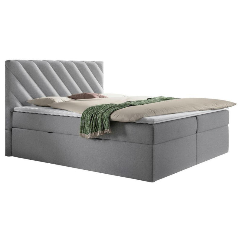 Boxspringbett mit Topper Hellgrau 180x200 cm Gusto