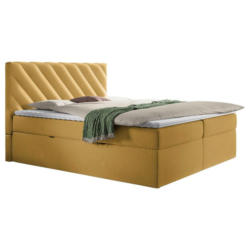 Boxspringbett mit Topper Senfgelb 160x200 cm Gusto