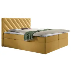 Boxspringbett mit Topper Senfgelb 160x200 cm Gusto