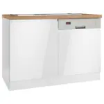 M&ouml;belix Sp&uuml;lenunterschrank Monza B: 120 Cm Wei&szlig;/eiche Dekor