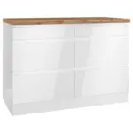 M&ouml;belix K&uuml;chenunterschrank Monza 120 cm Wei&szlig;/Eiche Dekor