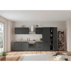 Küchenzeile Meran Ohne Geräte B: 360 Cm Grau/eiche Dekor