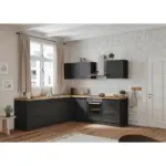 M&ouml;belix Einbauk&uuml;che Eckk&uuml;che M&ouml;belix Meran Ohne Ger&auml;ten 240x240 Cm Grau/eiche Dekor