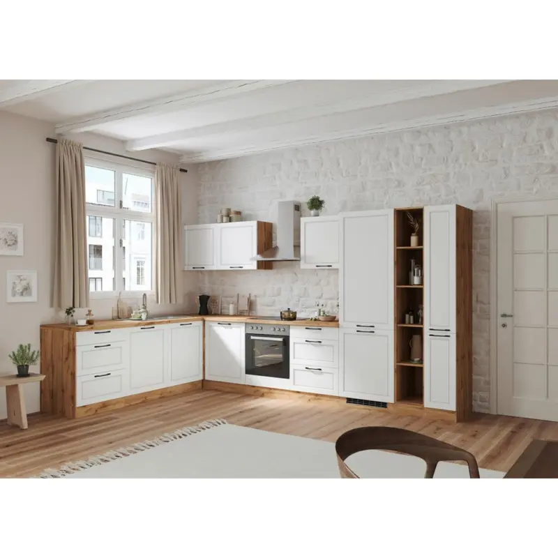 Einbauküche Eckküche Möbelix Meran Ohne Geräte 240x360 Cm Weiß/eiche Dekor
