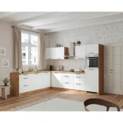 Einbauküche Eckküche Möbelix Meran Ohne Geräte 240x300 Cm Weiß/eiche Dekor