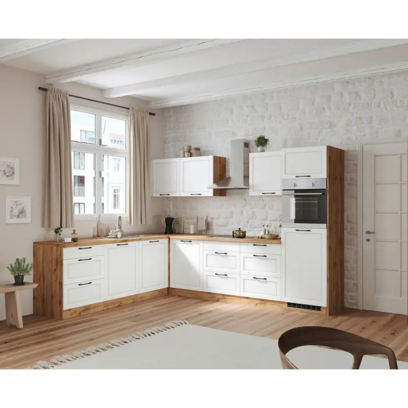 Einbauküche Eckküche Möbelix Meran Ohne Geräte 240x300 Cm Weiß/eiche Dekor