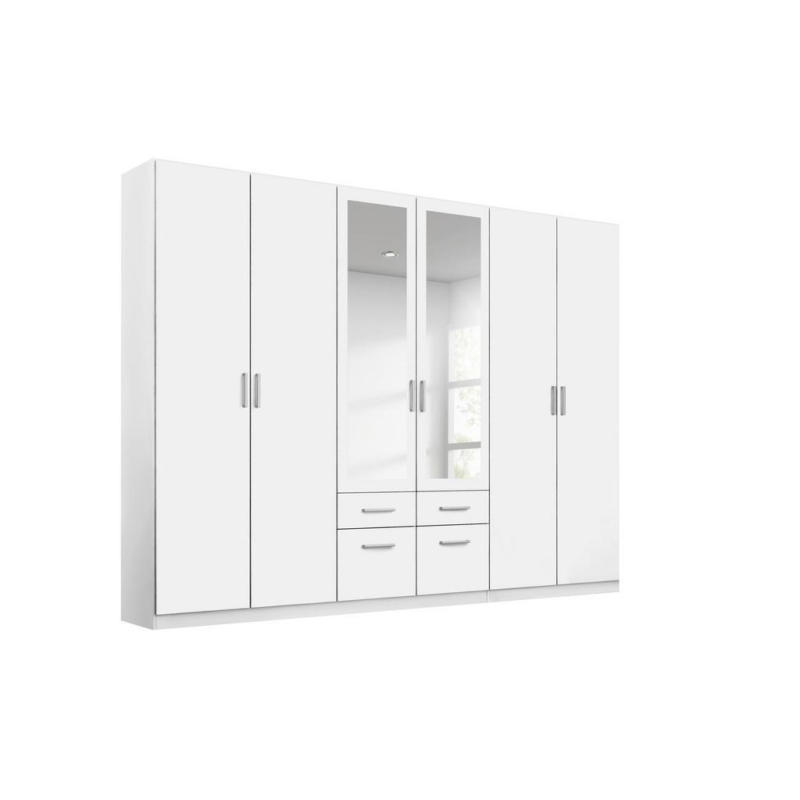 Drehtürenschrank Mit Spiegel 271 cm Bingen Weiß