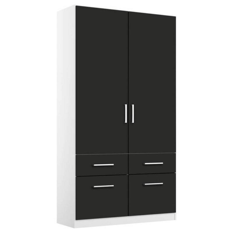 Drehtürenschrank B: 91 Cm Belrin Weiß/grau