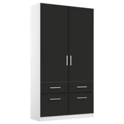 Drehtürenschrank B: 91 cm Berlin Weiß/Grau