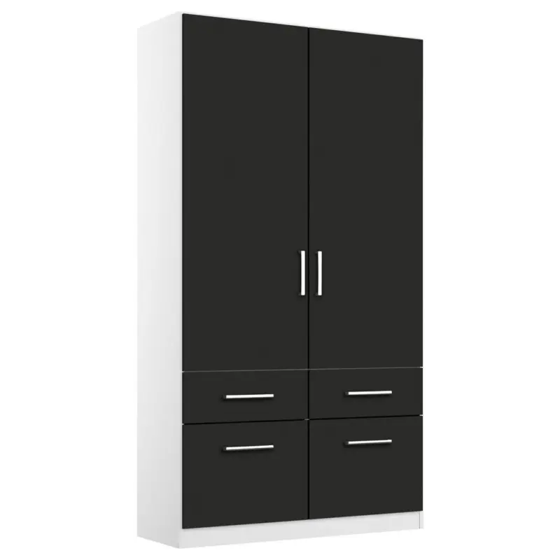 Drehtürenschrank B: 91 cm Berlin Weiß/Grau