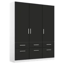 Drehtürenschrank B: 136 cm Berlin Weiß/Grau
