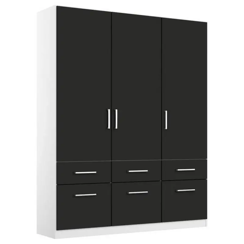 Drehtürenschrank B: 136 cm Berlin Weiß/Grau