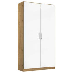 Drehtürenschrank B: 91 Cm Berlin Weiß/eiche Dekor