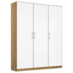 Möbelix Drehtürenschrank 136 cm Berlin Eiche Dekor/Weiß