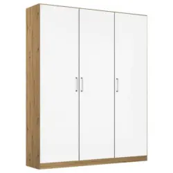 Drehtürenschrank 136 Cm Berlin Weiß/eiche Dekor