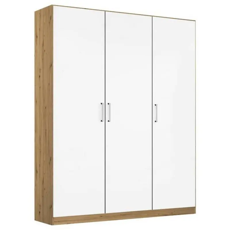Drehtürenschrank 136 Cm Berlin Weiß/eiche Dekor