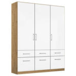 Möbelix Drehtürenschrank 136 Cm Berlin Eiche Dekor/weiß