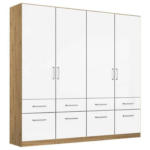 Möbelix Drehtürenschrank 181 Cm Berlin Weiß/eiche Dekor